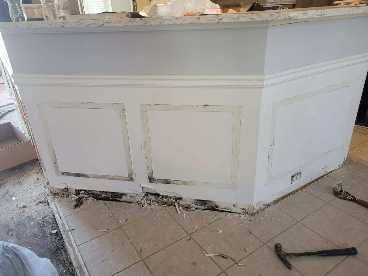 Water damage and mold on kitchen during Burst Pipe Cleanup in New Braunfels